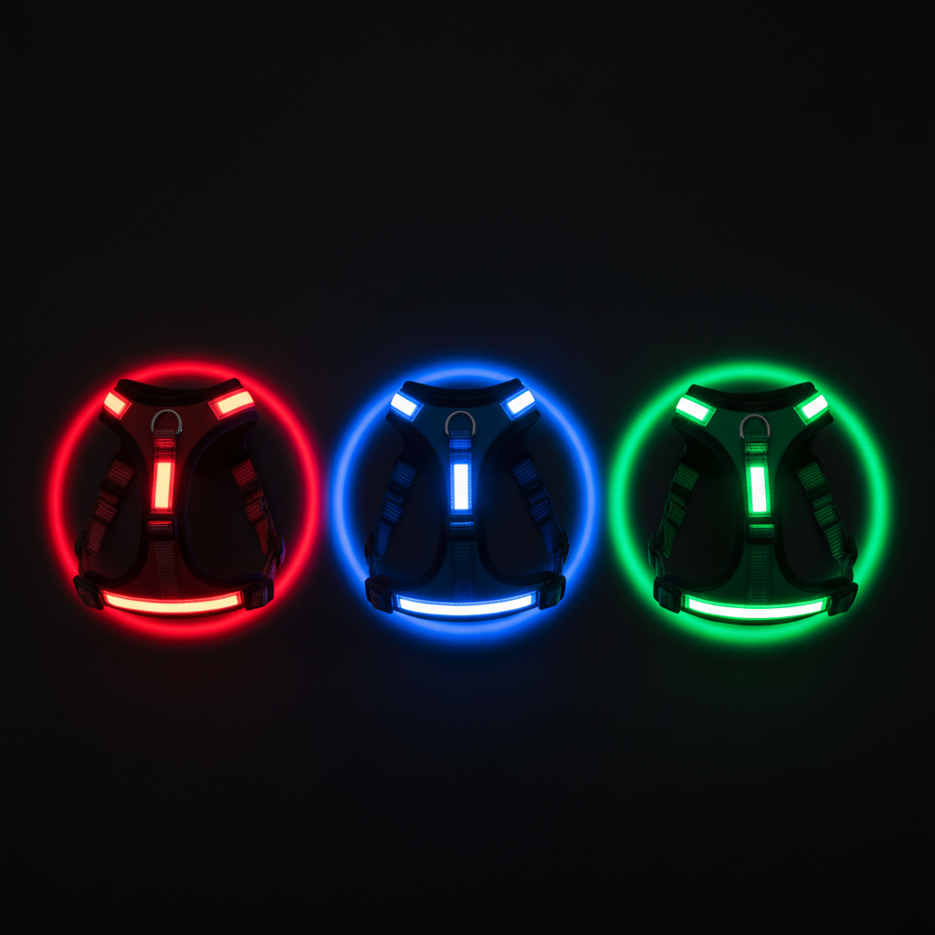 Flat lay 3 colores fondo negro glow