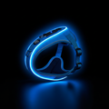 Arnés LED azul fondo negro glow azul